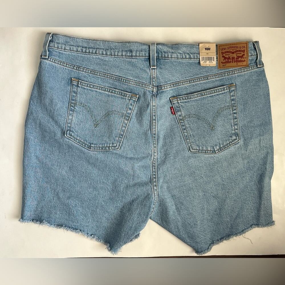 Levi's 501 high rise mid thigh Denim cut off Shorts 18W NWT - Picture 4 of 13